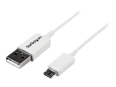 StarTech 3.3 ft. (1 m) USB to Micro USB Cable - USB 2.0 A to Micro B - White - Micro USB Cable (USBPAUB1MW) - USB-kabel - Micro-USB type B (hann) t...