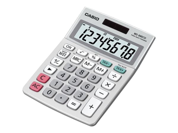 Casio MS-88ECO - Skrivebordskalkulator - 8 sifre - batteri, solpanel
