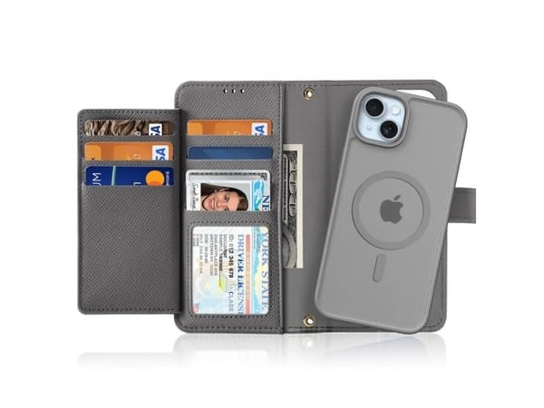 Dux Ducis Lawa läderfodral till iPhone 15 - Grå