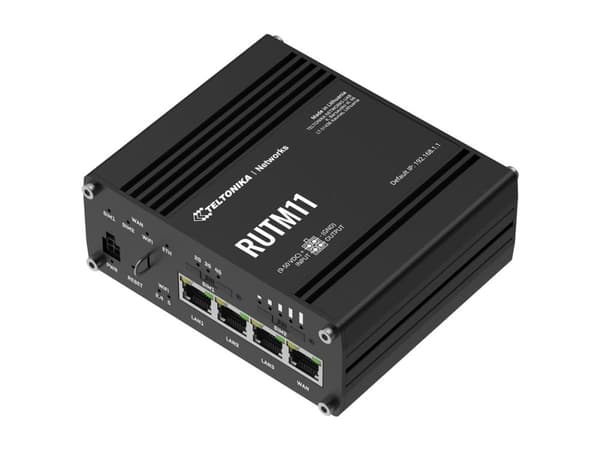 Teltonika RUTM11, Ethernet WAN, Gigabitti Ethernet, SIM-korttipaikka, musta
