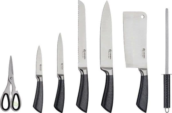 Elitehoff knivset i block Elitehoff E 6262 i stål + stativ, grå knivar