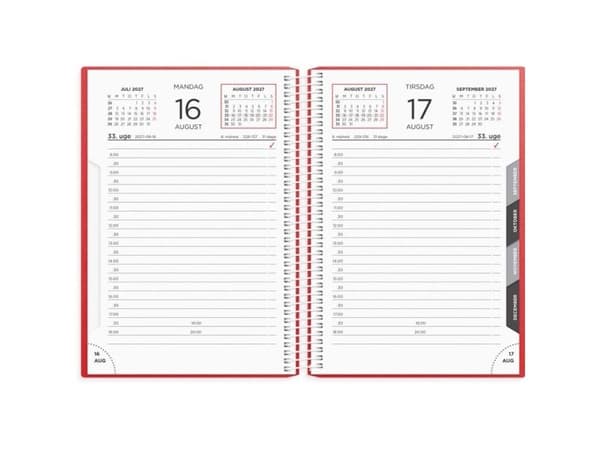 Skrivkalender röd PP-plast 2027