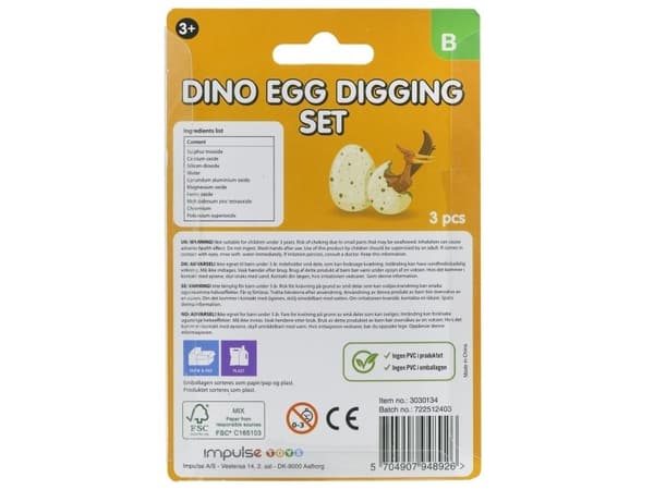 Dino Egg grave-/skuffesett, 3 deler