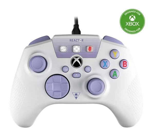 Turtle Beach React-R - Håndkonsoll - kablet - hvit, purpur - for Microsoft Xbox Series S, Microsoft Xbox Series X, Microsoft Xbox One, PC