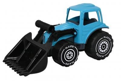 PLASTO Tractor with frontloader. Turquoise. 32 cm