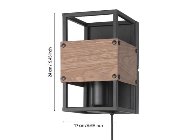EGLO EVESHAM vägglampa E27 svart trä