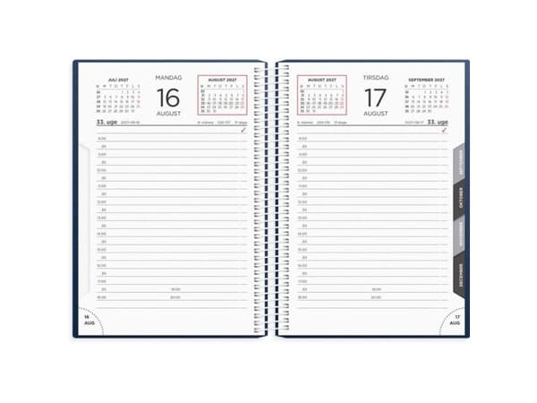 Skriv-/dagkalender blå PP-plast 2027