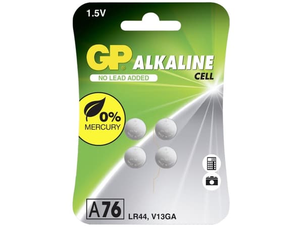 Gp alkaline knapcelle batterier 1,5v a76