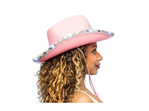 Rosa cowboyhatt med LED-belysning