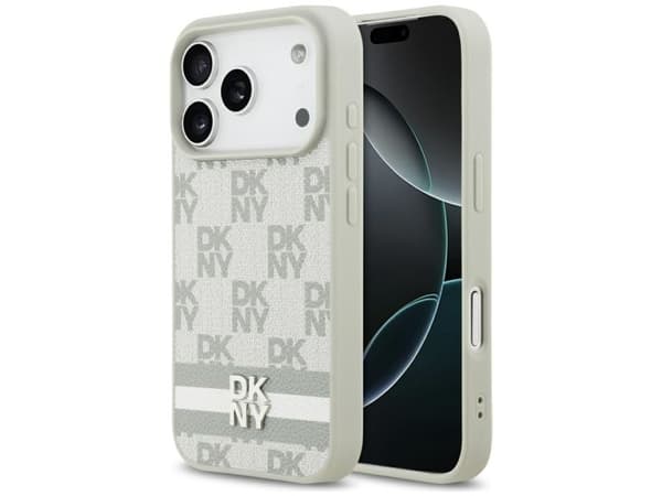DKNY Checkered with Printed Stripes iPhone 17 Pro Case - Beige