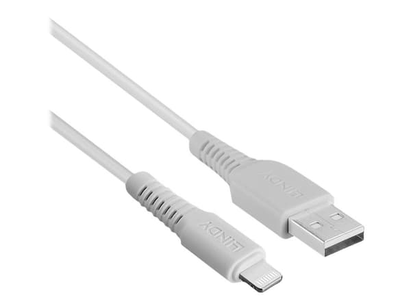 Lindy - Lightning kabel - Lightning hann til USB hann - 3 m - hvit - halogenfri