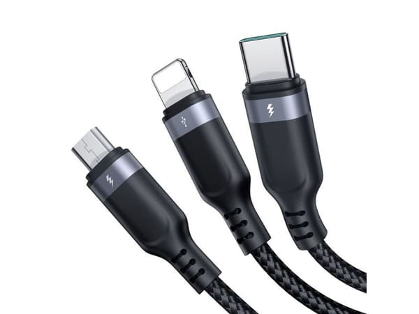 Multi-Use Series 3-in-1 Joyroom USB-A - Lightning / USB-C / micro USB cable 1.2 m S-A18 (black)