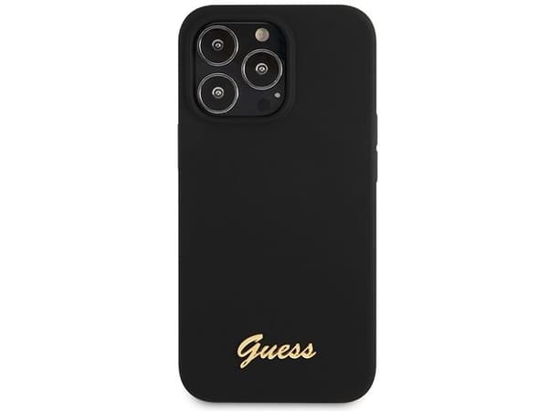 Guess GUHCP13XLSLMGBK iPhone 13 Pro Max 6,7" hardcase sort/sort silikone Script Gold Logo