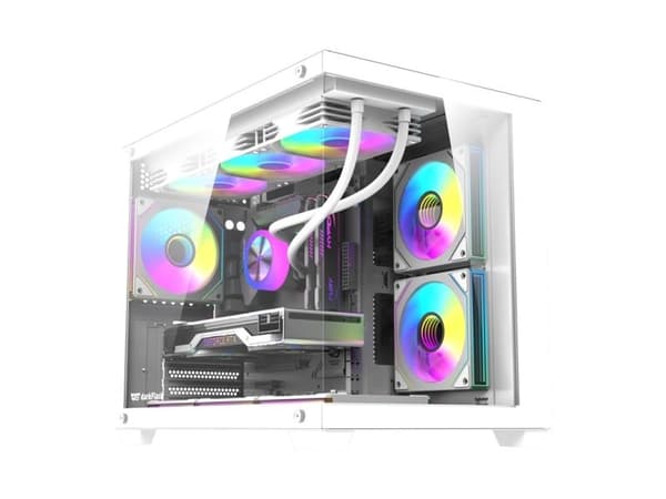 DarkFlash B275 PRO PC-kabinett (hvit) + 6 vifter