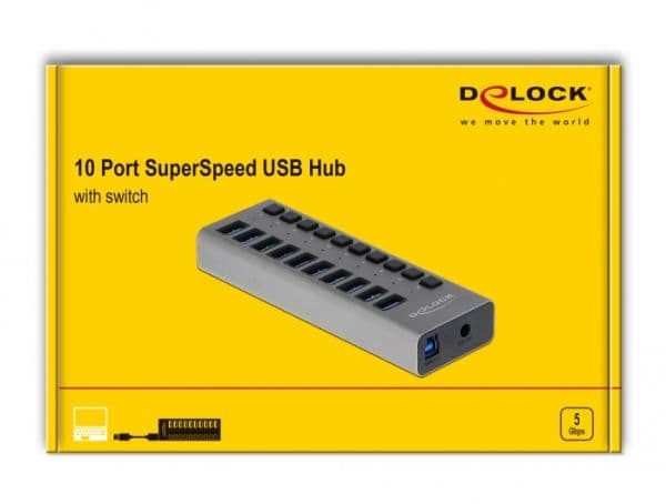 Delock - Hub - 10 x SuperSpeed USB 3.0 - stasjonær