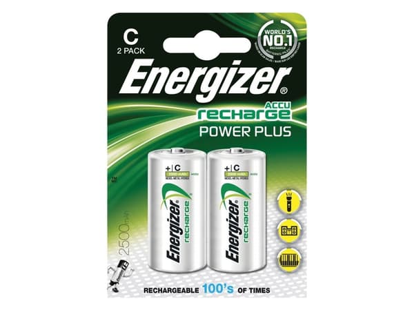 Batterier, Energizer® Accu Recharge Power Plus, C/HR14, 2-pack