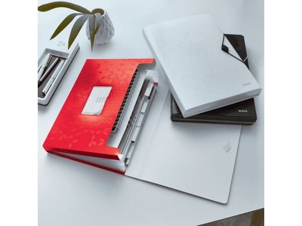 Leitz WOW - Utvidbar mappe - 6 rom - for A4 (210 x 297 mm) - kapasitet: 250 ark - geometric pattern - rød