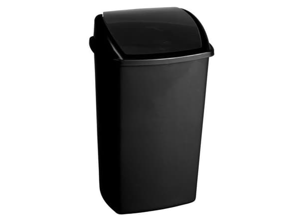 Affaldsspand, V-Part, sort, plast, 50 l, med sving låg