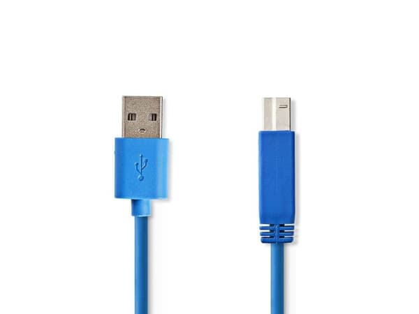 Nedis CCGP61100BU20, 2 m, USB A, USB B, USB 3.2 Gen 1 (3.1 Gen 1), Blå