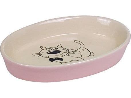 Nobby MISKA CER. oval kattskål rosa/hvit