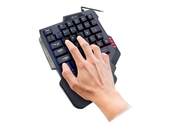 Inter-Tech KB-3035, Mini, Langallinen, USB, QWERTY, RGB LED, Musta