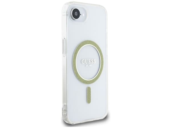 Guess IML Glitter Circle MagSafe - Kotelo iPhone 16e (läpinäkyvä)