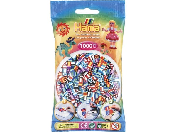 Hama midi pärlor 1000 st. randig mix 90