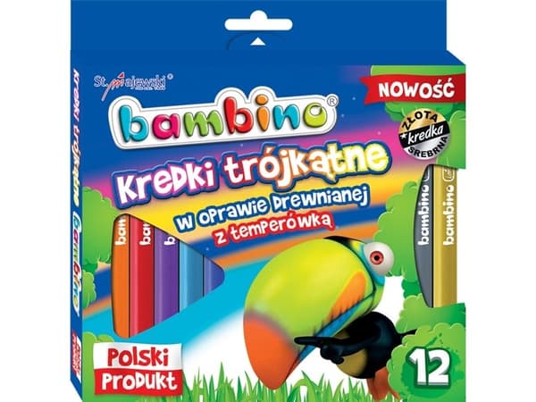BAMBINO triangulära kritor 12 st i trä + temperatur p12 MAJEWSKI
