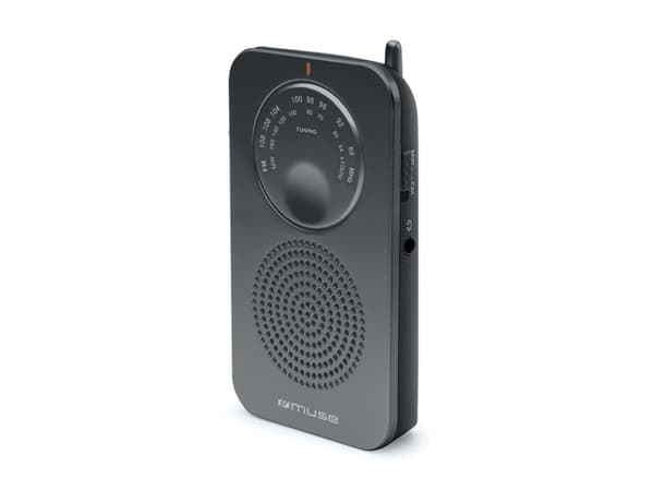 Muse M-01RS, Personal, Analog, FM, MW, 3,5 mm, Grå, Rotations-