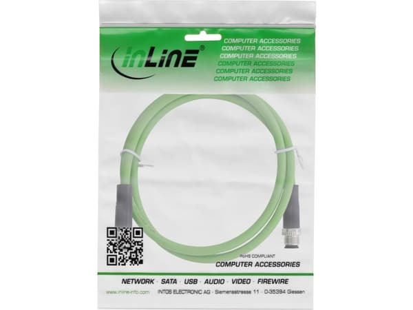 InLine 40305, 5 m, M12, M12, Hane/Hane, Grön, Koppar