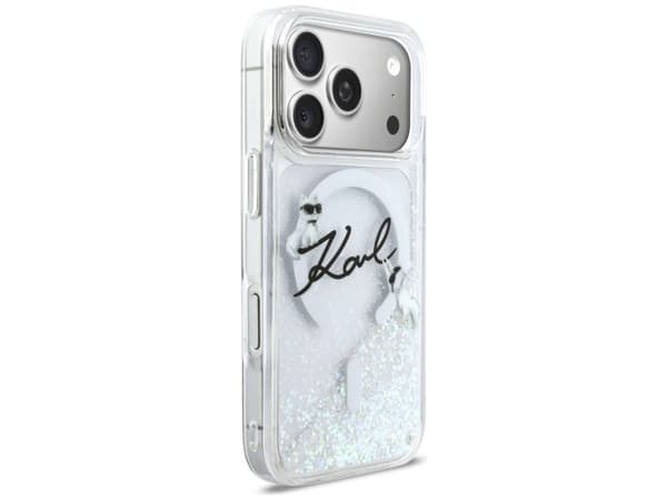 Karl Lagerfeld Liquid Glitter Karl Script MagSafe-deksel for iPhone 17 Pro - klar