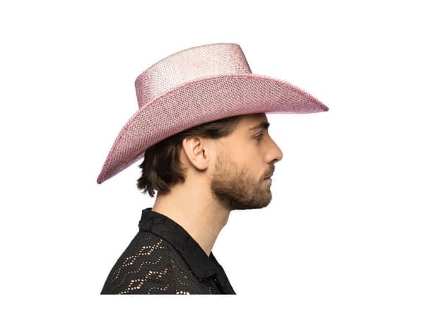Rosa cowboyhatt, metallic