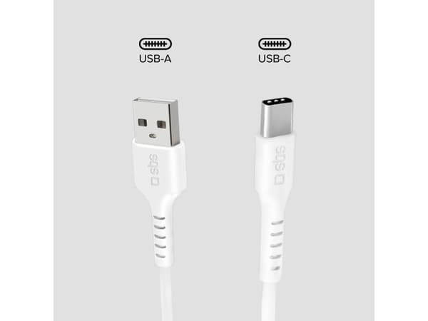 SBS TECABLEMICROC10W, 1 m, USB A, USB C, USB 2.0, 0,48 Gbit/sek., Hvit