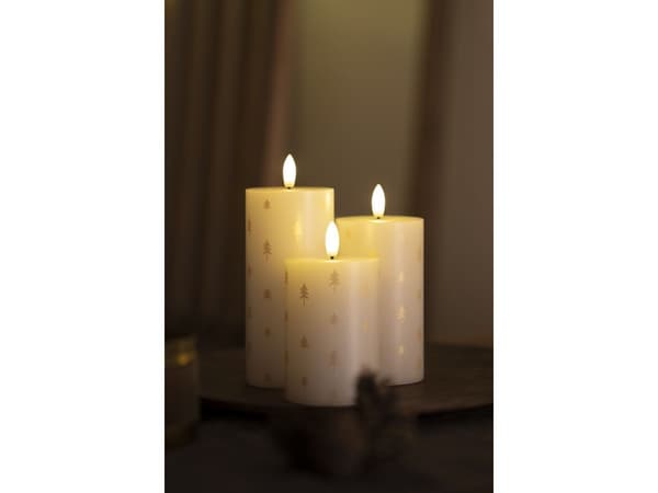 Sirius Sille oppladbare bloklys - hvit/gull - 3 stk