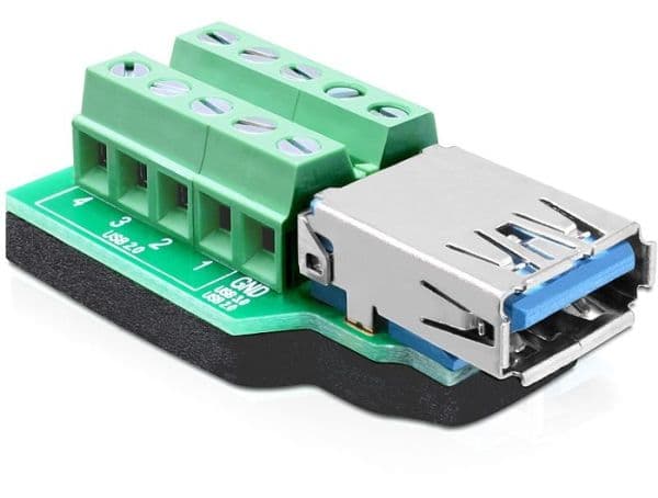 DeLOCK 65370, USB 3.0-A, 10p, Musta, Vihreä, Hopea