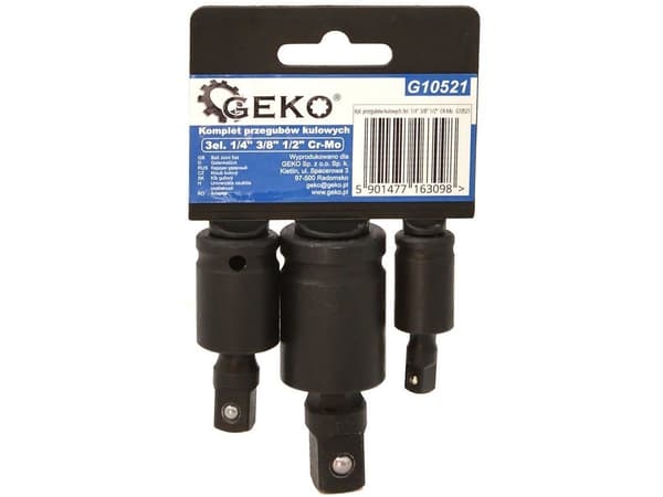 GEKO sett kuleledd 3 deler 1/4" 3/8" 1/2" CR-Mo (60)
