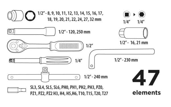 Top Tools verktygssats 47 delar (38D550)