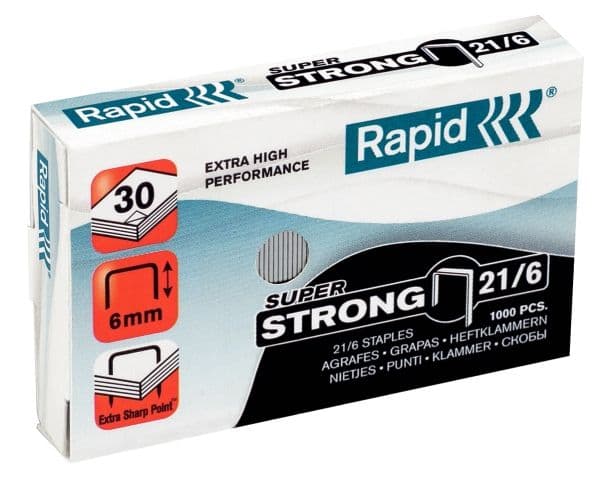 Hæfteklammer 21/6 Rapid Super Strong - (1000 stk.)