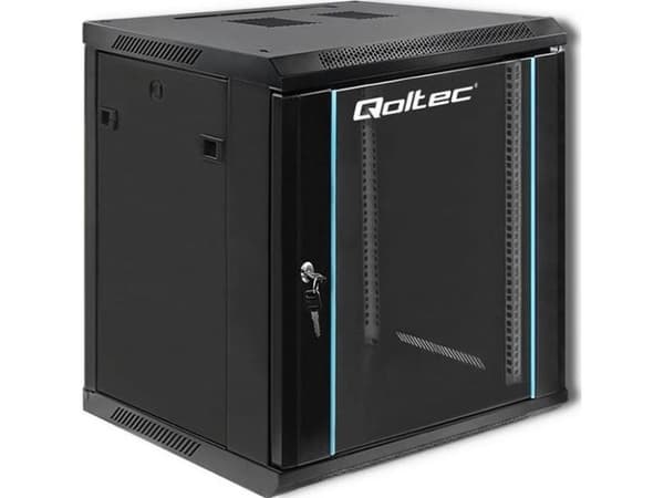 Qoltec - Telinekotelo - musta - 12U - 19"