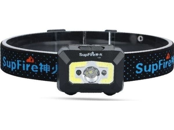 Superfire X30 hodelykt, 340 lm, USB, 5 moduser, 130 m