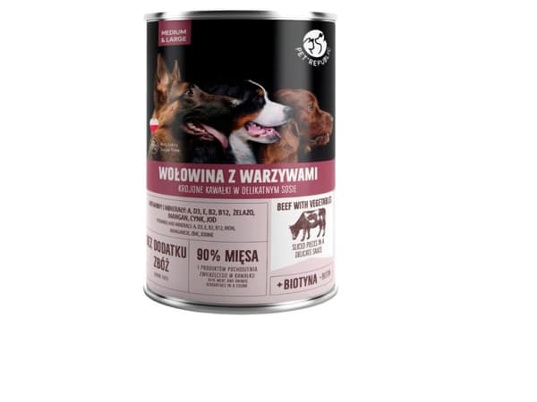 PET REPUBLIC Adult Medium & Large nötkött med grönsaker, våtfoder 1250 g