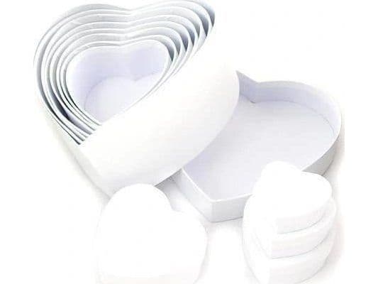 Party Deco Hjerte-esker hvite 12 stk