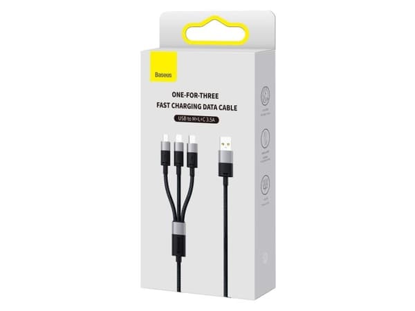Baseus SUP0002696, 1,2 m, USB A, USB C/Micro USB-A/Lightning, USB 3.2 Gen 1 (3.1 Gen 1), Sort
