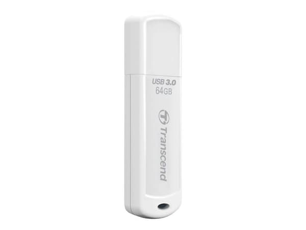 Transcend JetFlash 730 - USB-flashstasjon - 64 GB - USB 3.0 - hvit