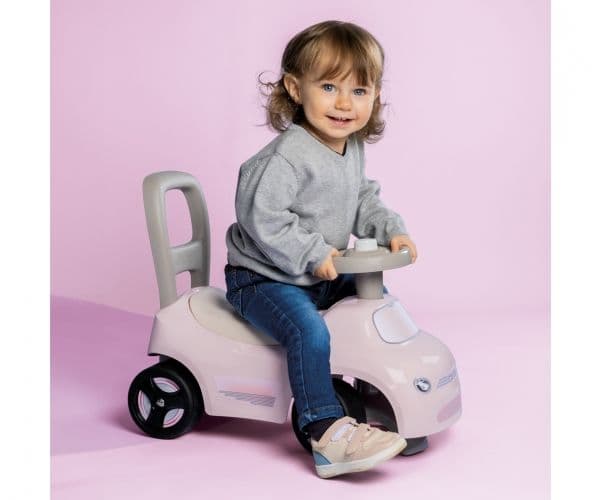 Smoby Auto 2-i-1 skyv-og-gå-bil, rosa
