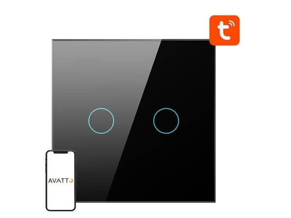 ZigBee Avatto ZTS02-EU-B2 Touch Switch Dual TUYA (svart)