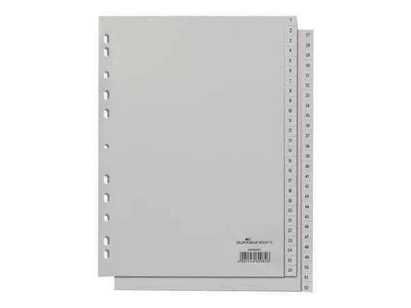 Durable 650810, Kirjainvälilehti, Polypropeeni (PP), Harmaa, Muotokuva, A4
