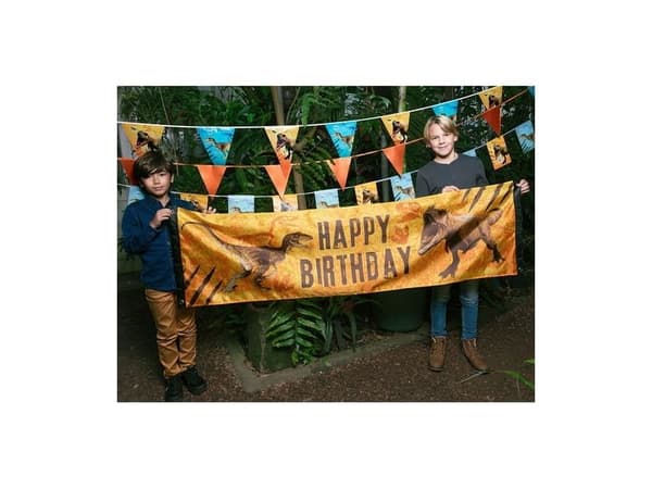 T-rex Happy Birthday banner
