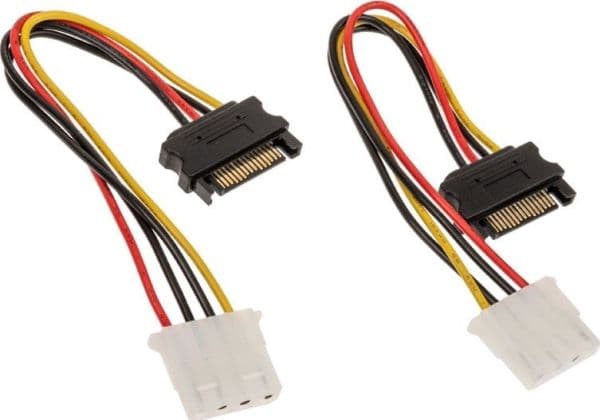 SATA til 4-pins Molex adapterkabel, 15 cm, 2 stk