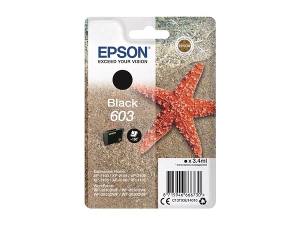 Epson Singlepack Black 603 Ink, Perusvärintuotto, 3,4 ml, 1 kpl